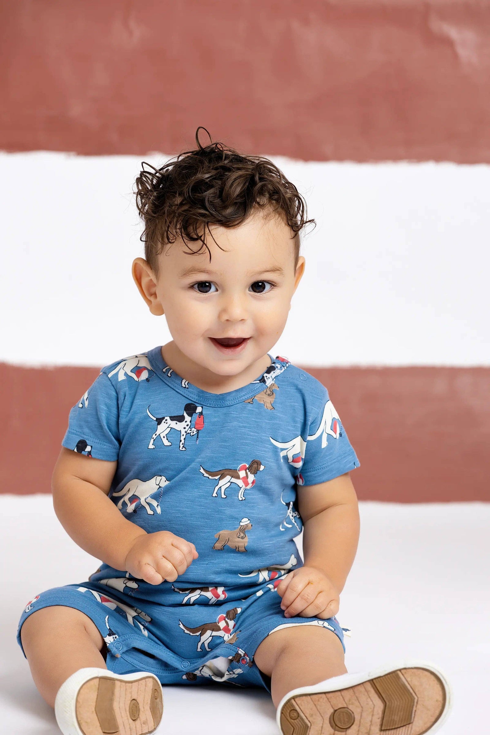 Monica + Andy Baby Slub Shorty Romper | Nantucket Pups