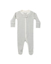 Quincy Mae  Zip Long Sleeve Footie | Dusty Blue Stripe