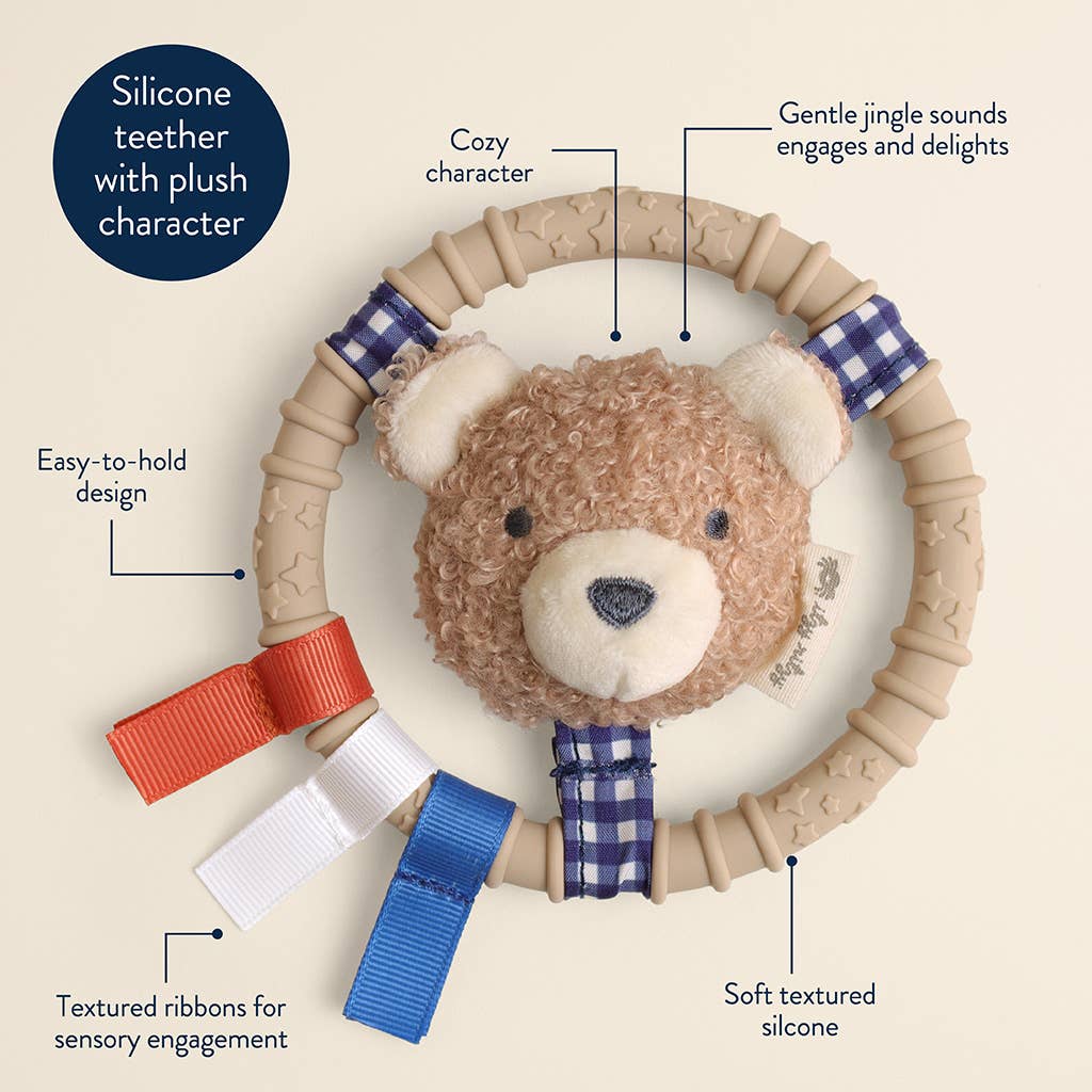 Itzy Ritzy  Itzy Ring Pal Teething Ring with Plush Character | Taupe Bear