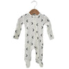 Organic Waffle Zip Footie | White and Blue Moons