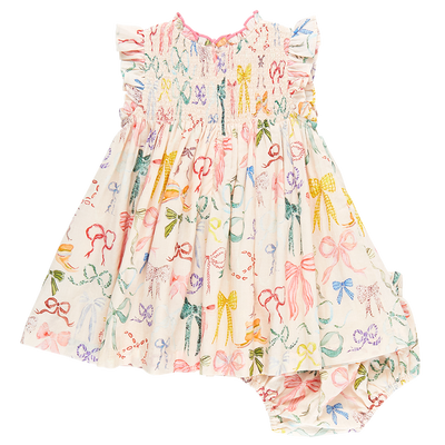 Pink Chicken Baby Girls Stevie Dress Set | Watercolor Bows