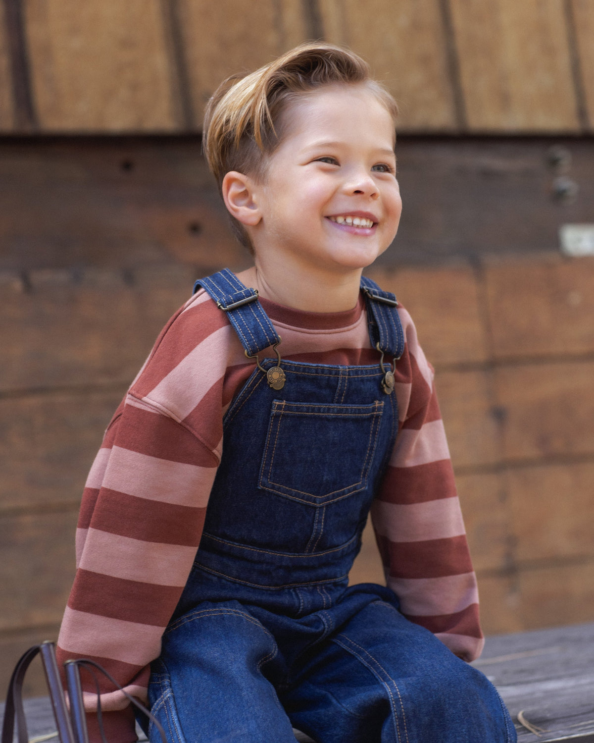 Rylee + Cru Oversized Sweatshirt | Brick + Clay Stripe