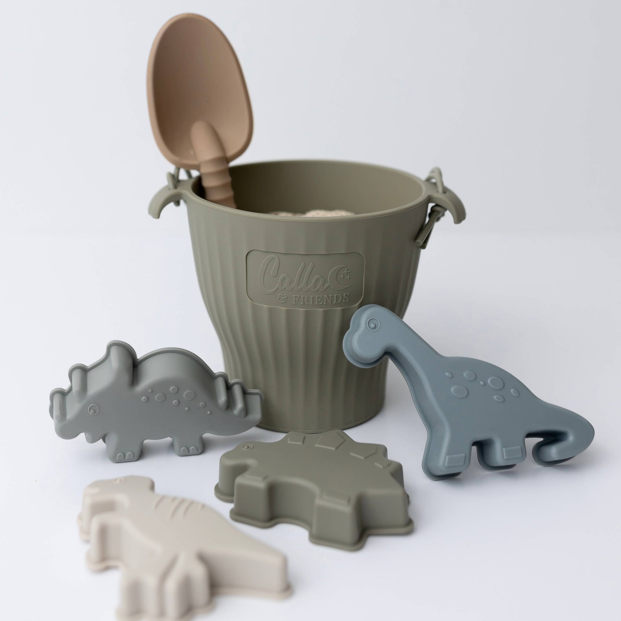 Dinosaur Silicone Beach Toy Set | Green Bucket