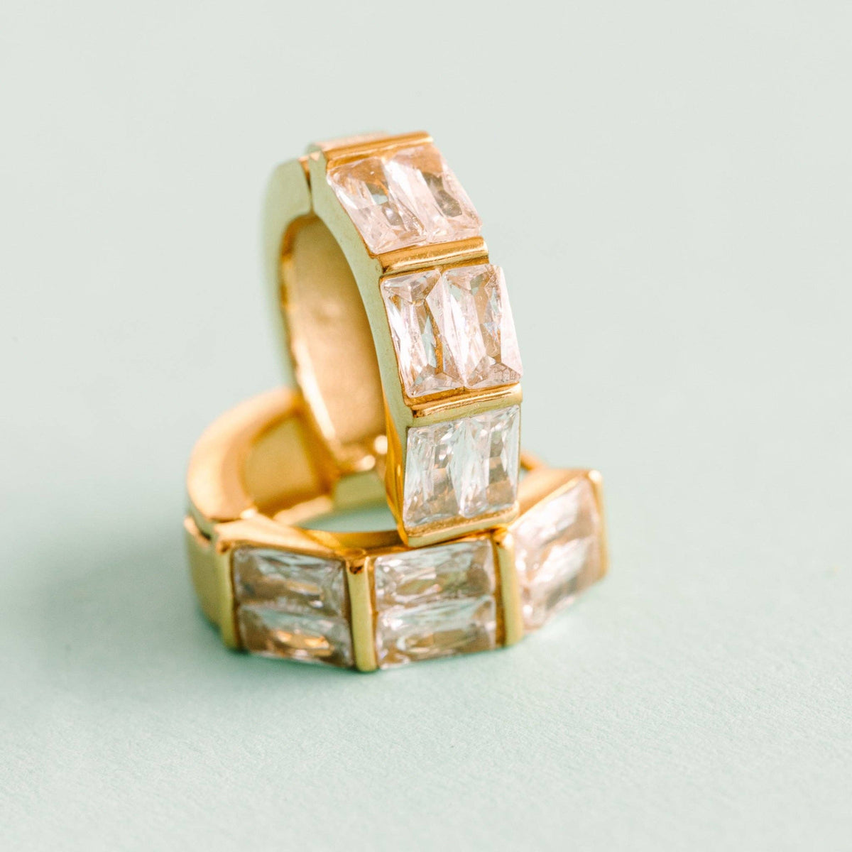 Pierced Co Triple Baguette Huggies