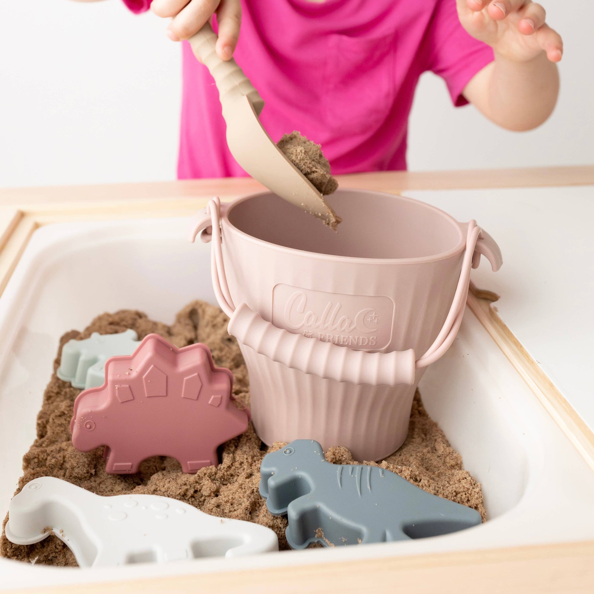 Dino Silicone Beach Toy Set | Pink Bucket