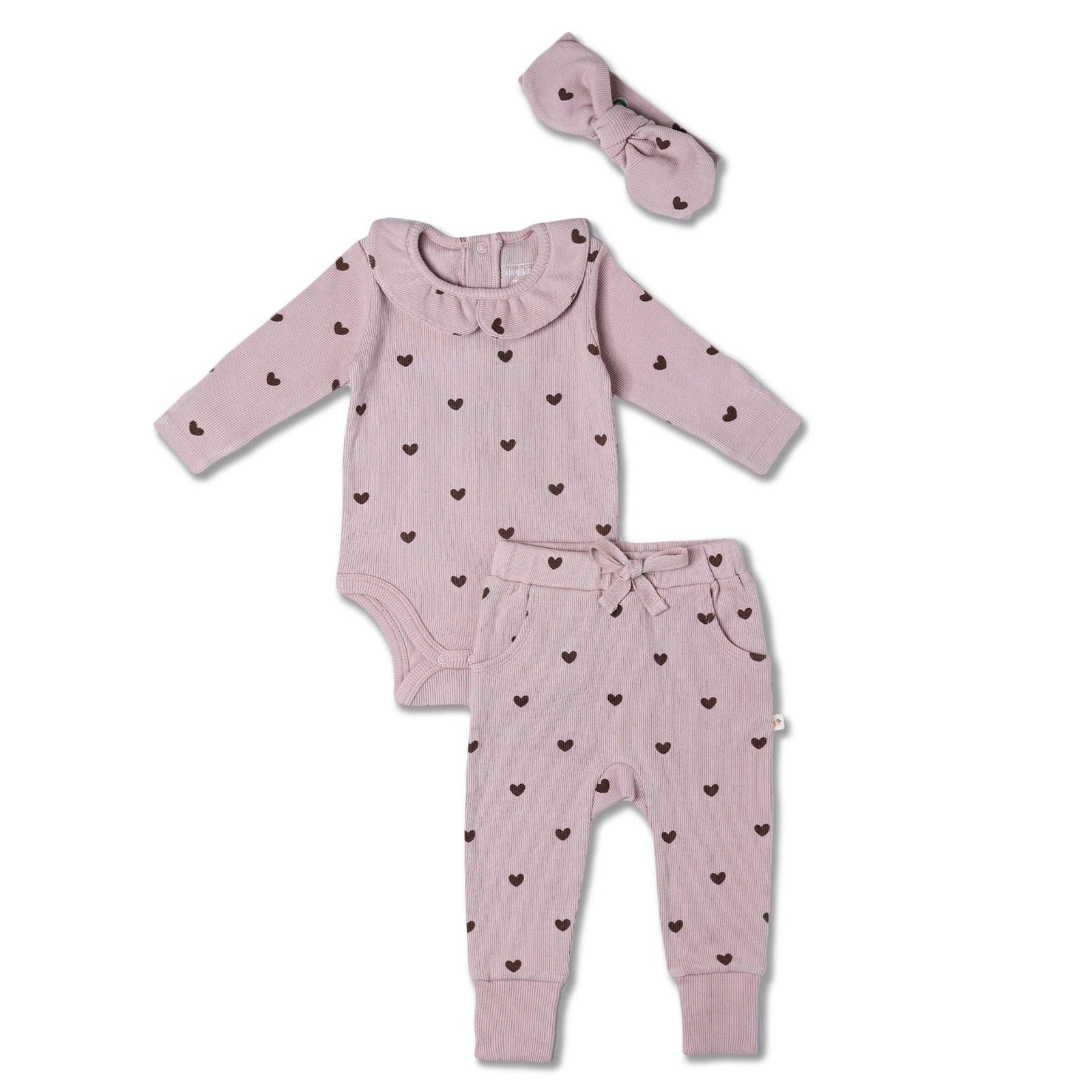 Makemake Organics Organic Ruffle Onesie & Pants Set | Hearts
