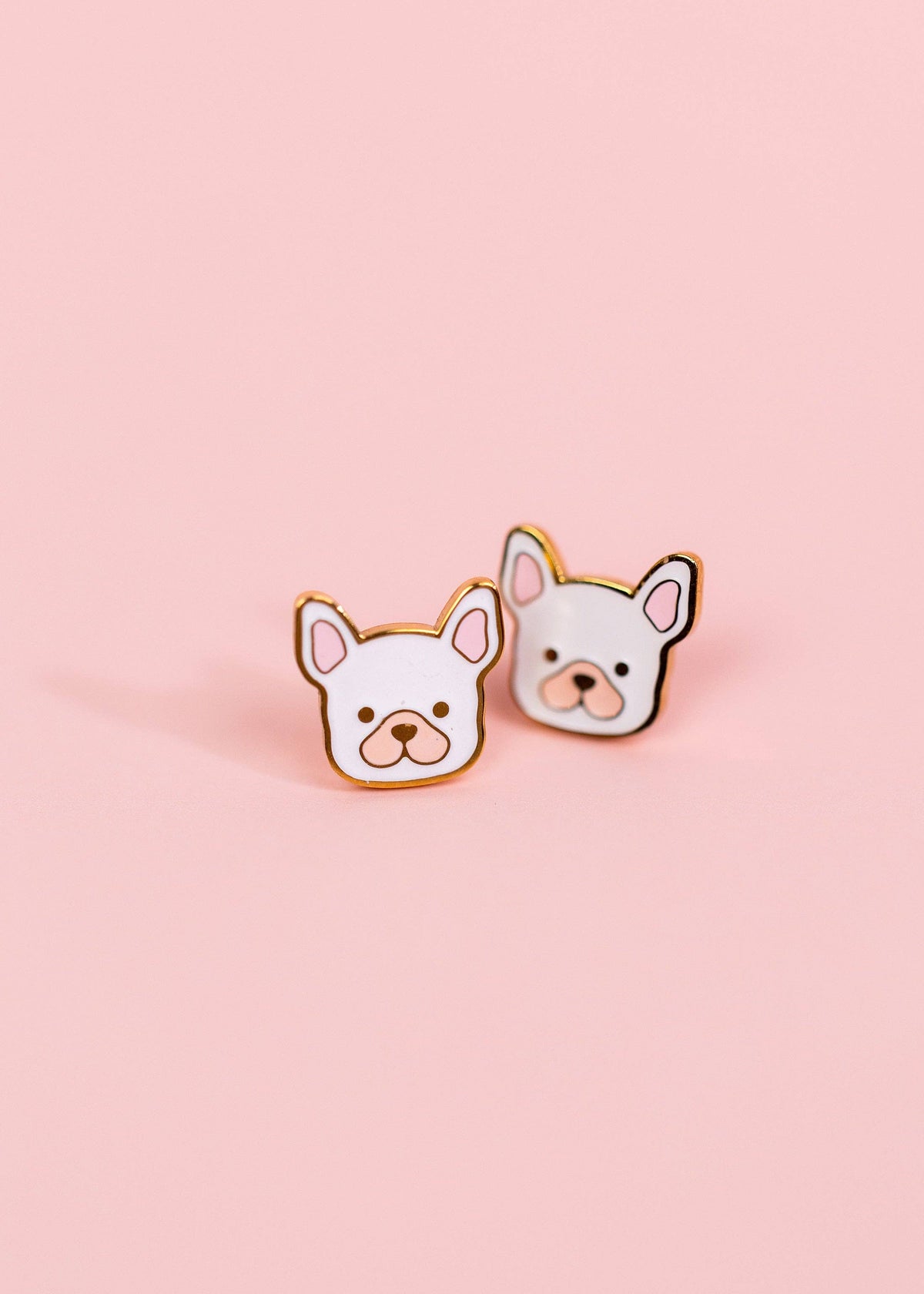 Pierced Co White Dog Screwback Earrings