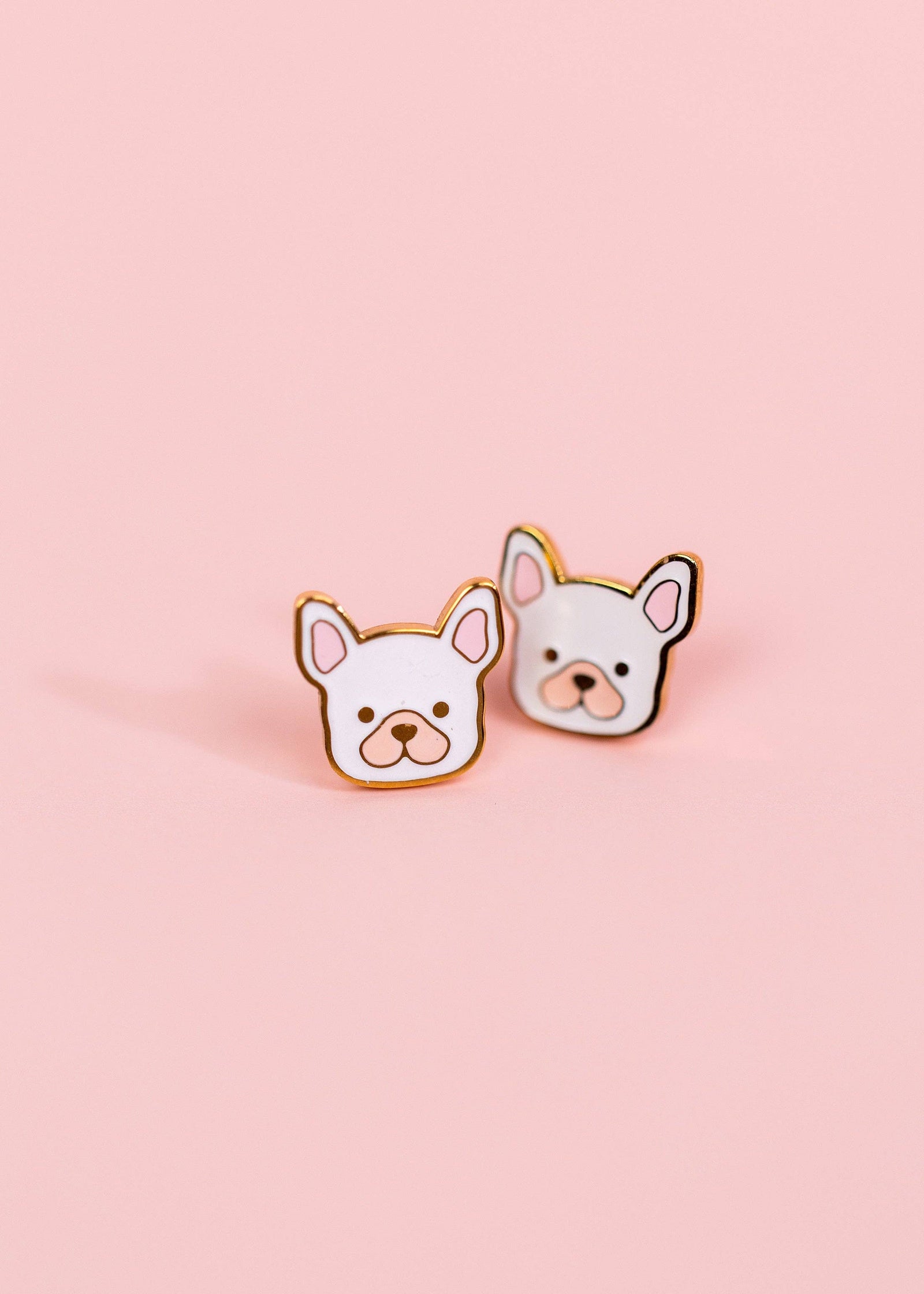 Pierced Co White Dog Screwback Earrings