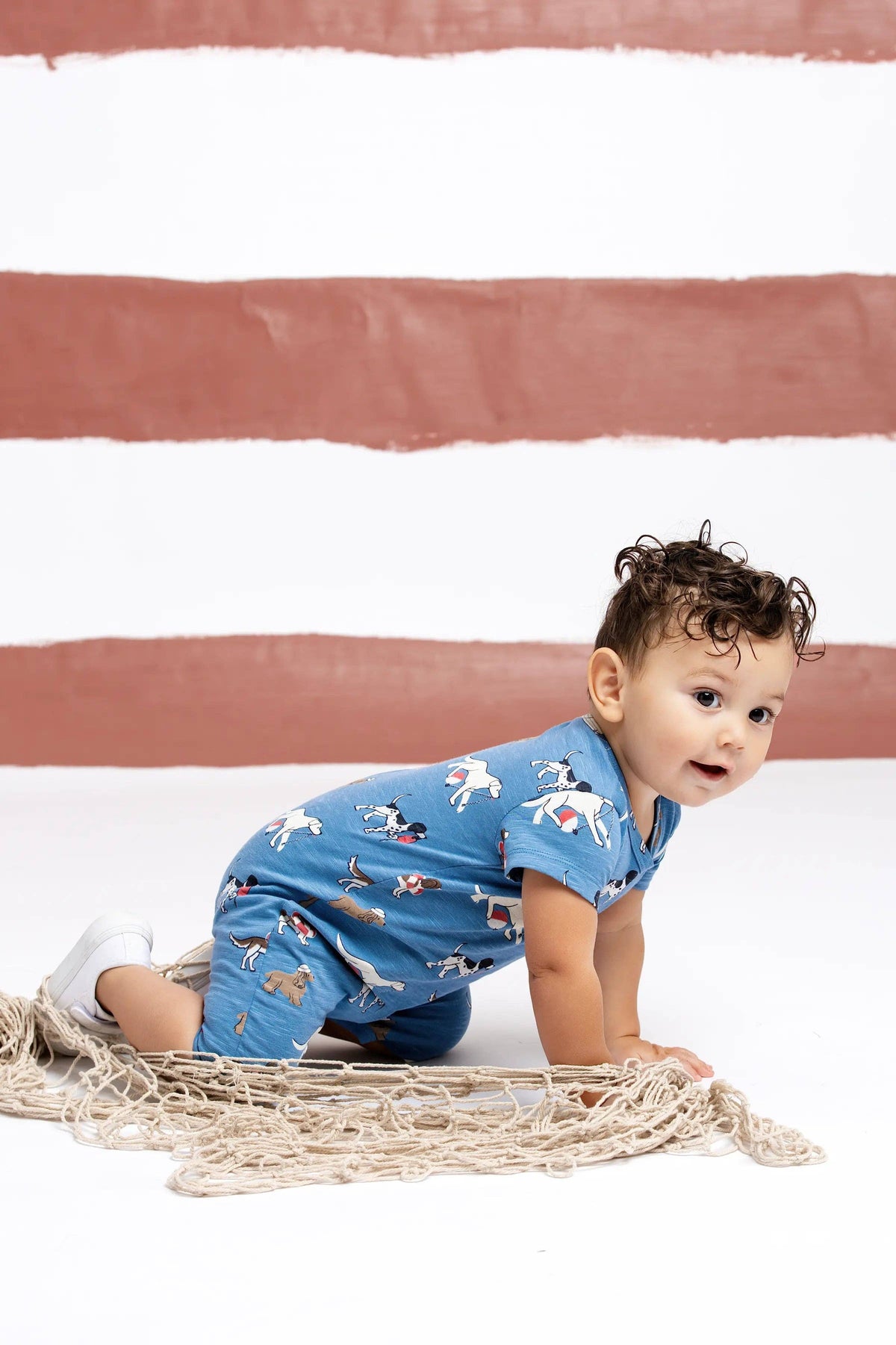 Monica + Andy Baby Slub Shorty Romper | Nantucket Pups