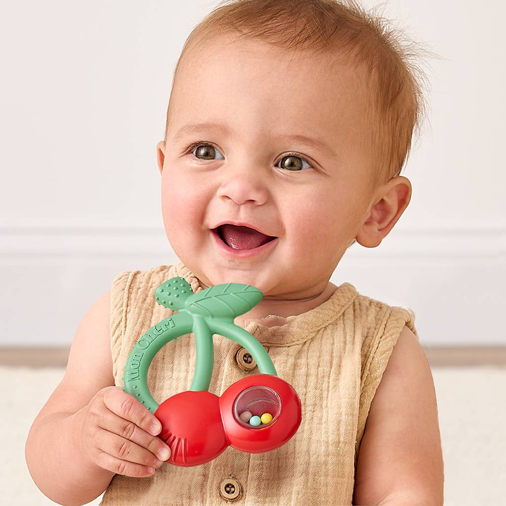 Itzy Ritzy  Bitzy Shake Silicone Teether with Rattle | Cherry