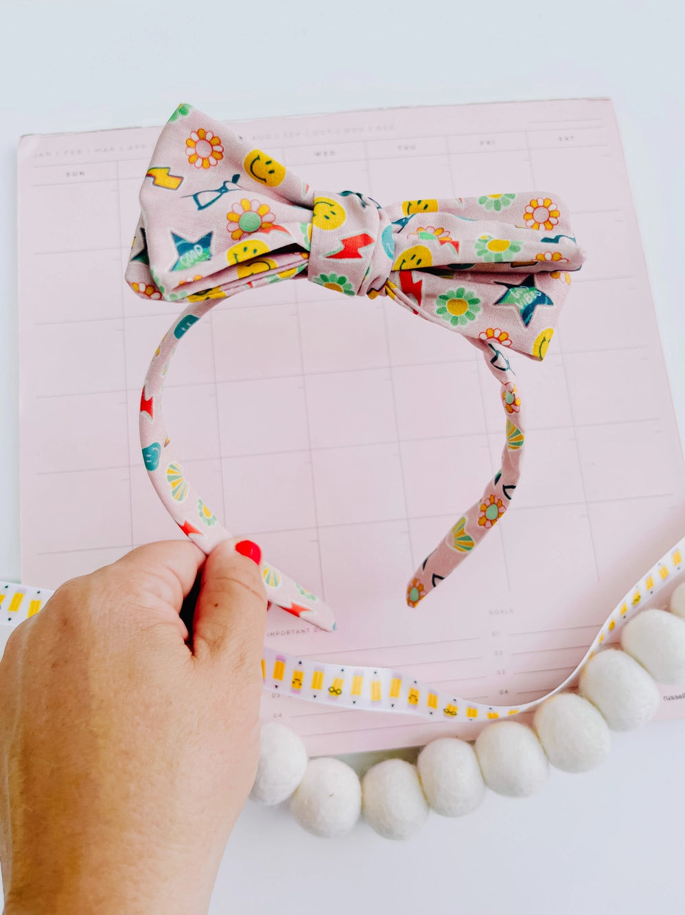 Smiley Glasses Headband Bow