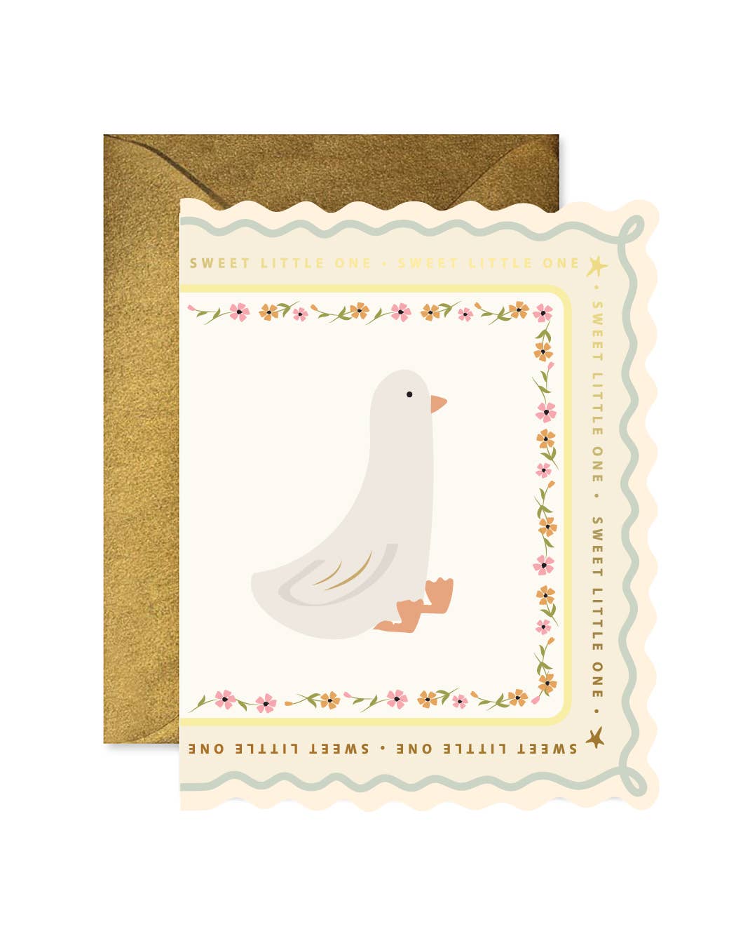 Sweet Little Goose Scallop Greeting Card