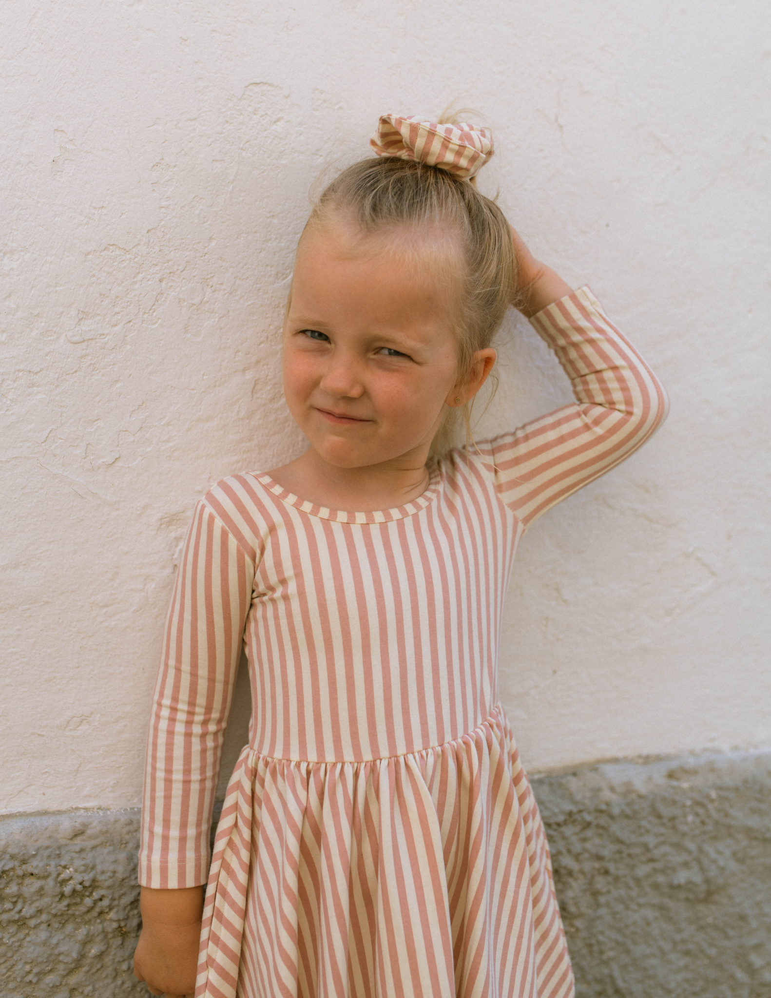Good Apples Kids Twirl Dress | Thin Pink Stripes