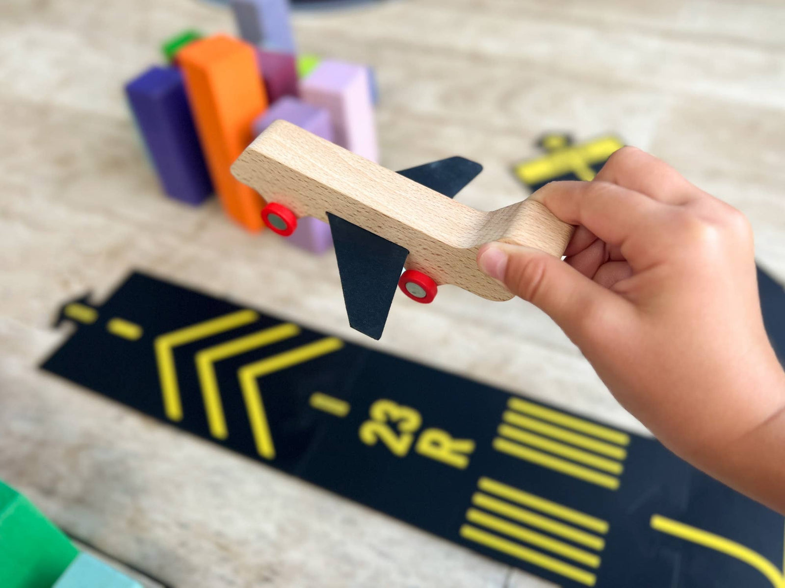 Waytoplay Toys Runway | Airport Set with Wooden Aeroplane