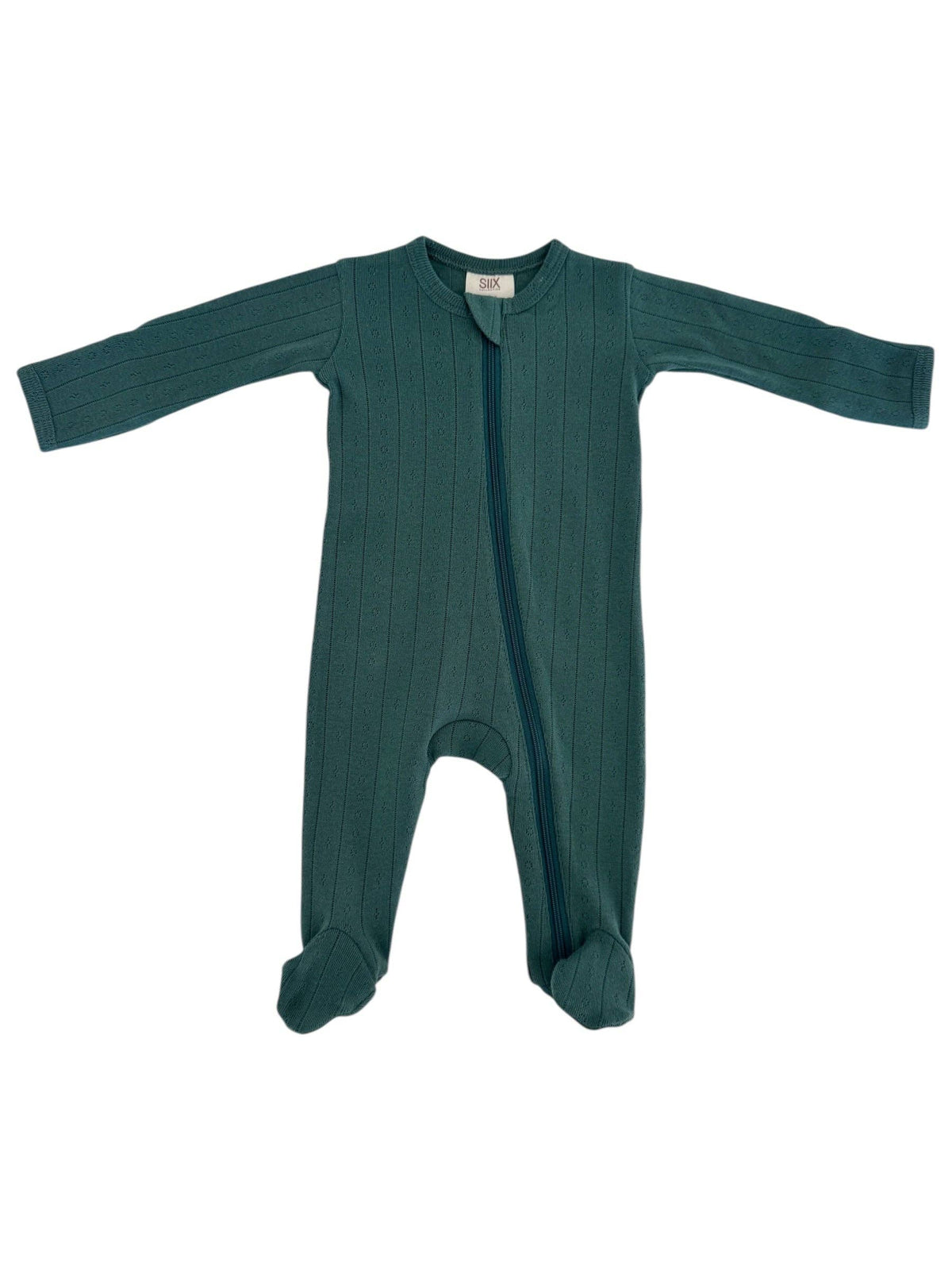 Organic Pointelle 2-Way Zip Footie | Pine