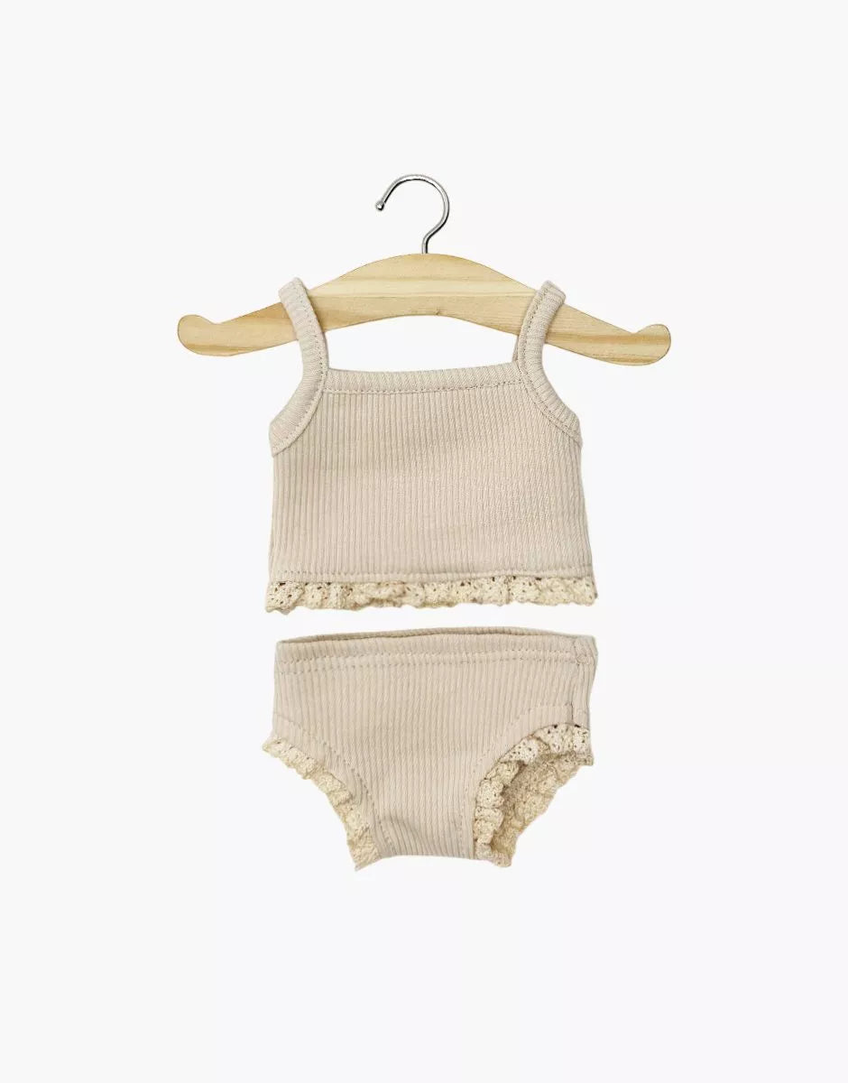 Minikane Ribbed Tank Set | Latte