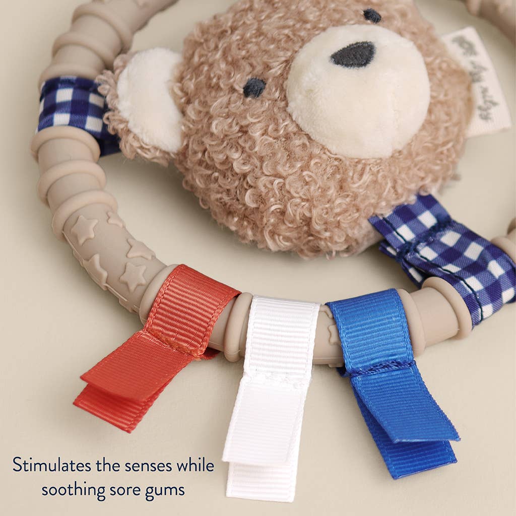 Itzy Ritzy  Itzy Ring Pal Teething Ring with Plush Character | Taupe Bear
