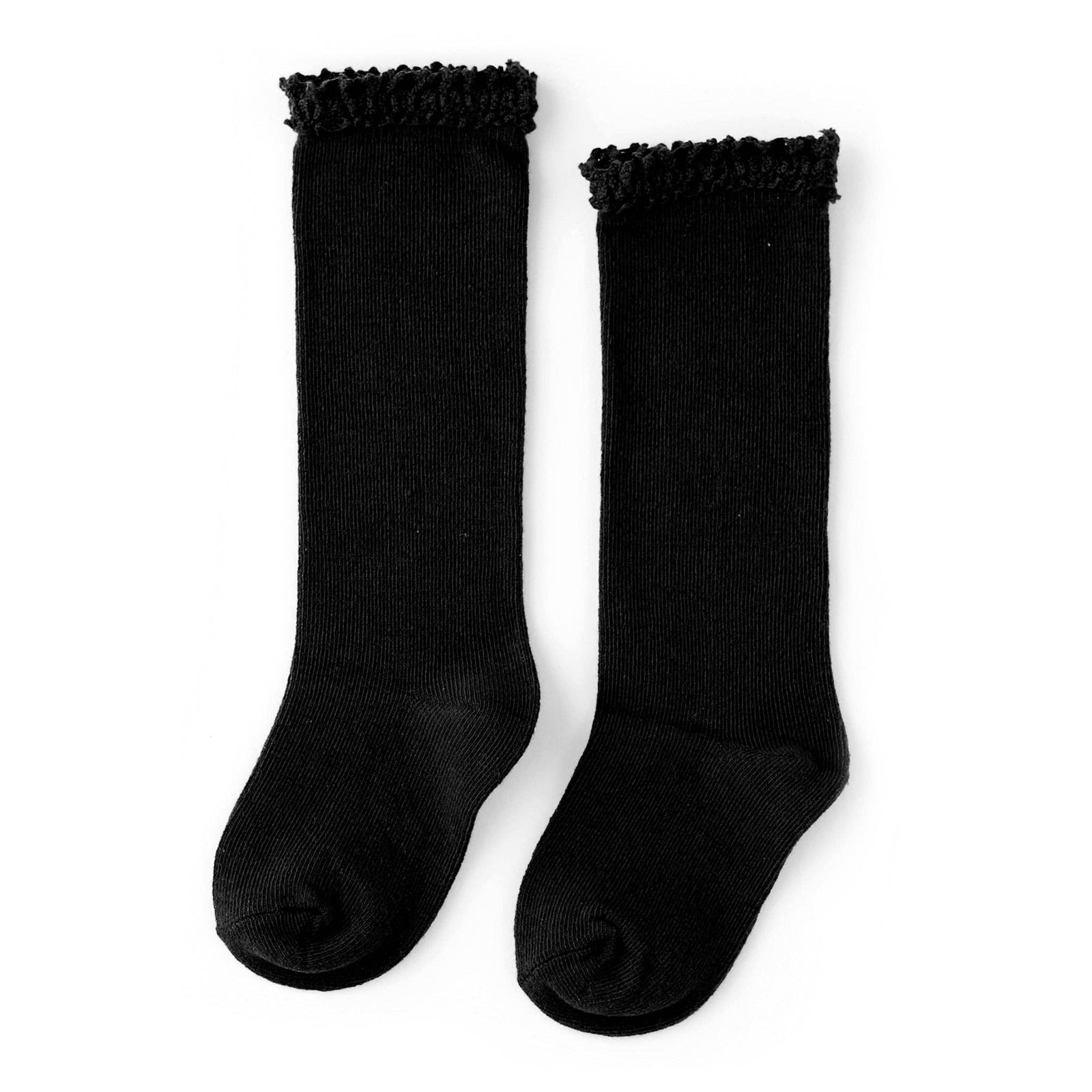 Little Stocking Co. Lace Top Knee High Socks | Black