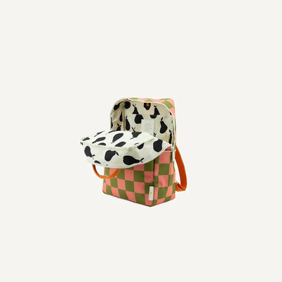 Sticky Lemon Farmhouse Checkerboard Backpack | Sprout Green + Flower Pink