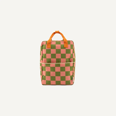 Sticky Lemon Farmhouse Checkerboard Backpack | Sprout Green + Flower Pink