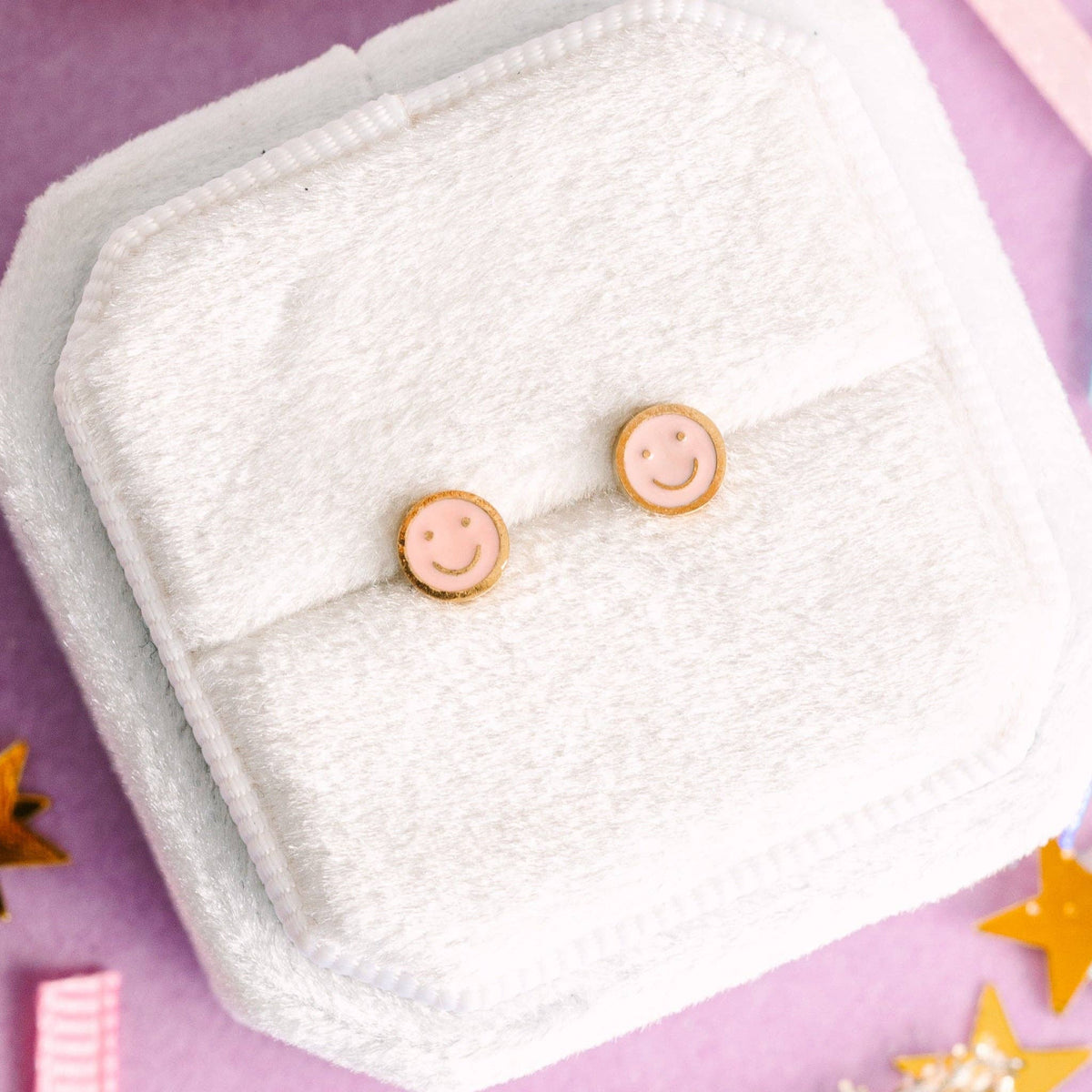 Pierced Co.  Tiny Pink Smiley Earrings