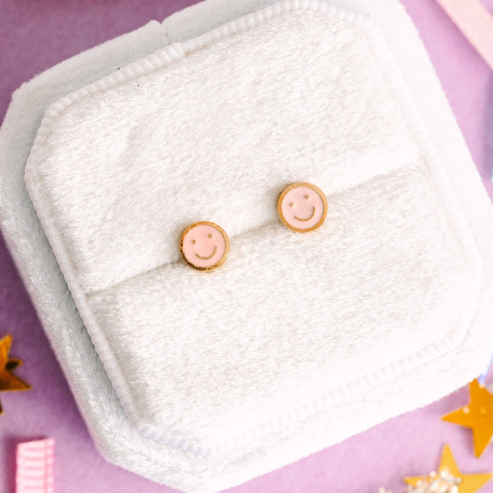 Pierced Co.  Tiny Pink Smiley Earrings