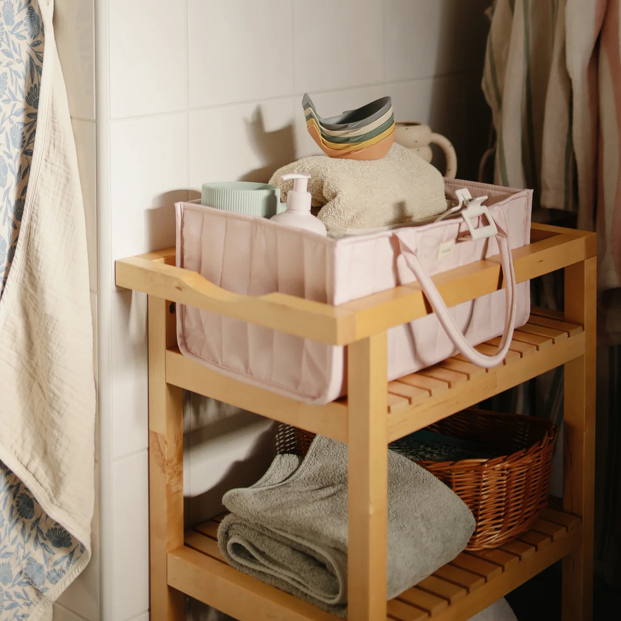 Mushie Diaper Caddy | Blush