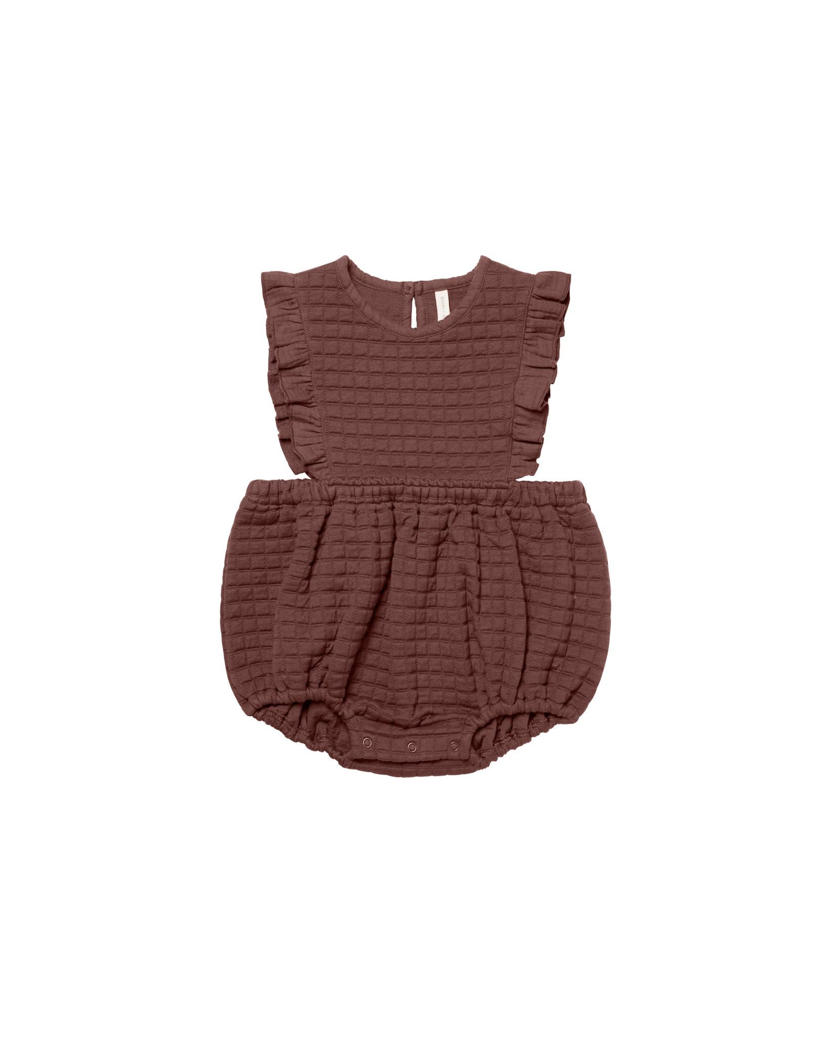 Quincy Mae Ruffle Bubble Romper | Plum