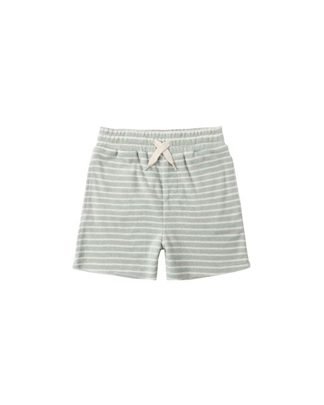 Rylee + Cru Terry Boys Short | Seafoam Stripe