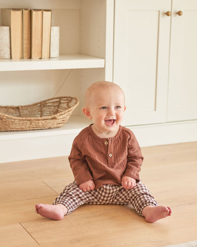 Quincy Mae Woven Pant | Plum Gingham