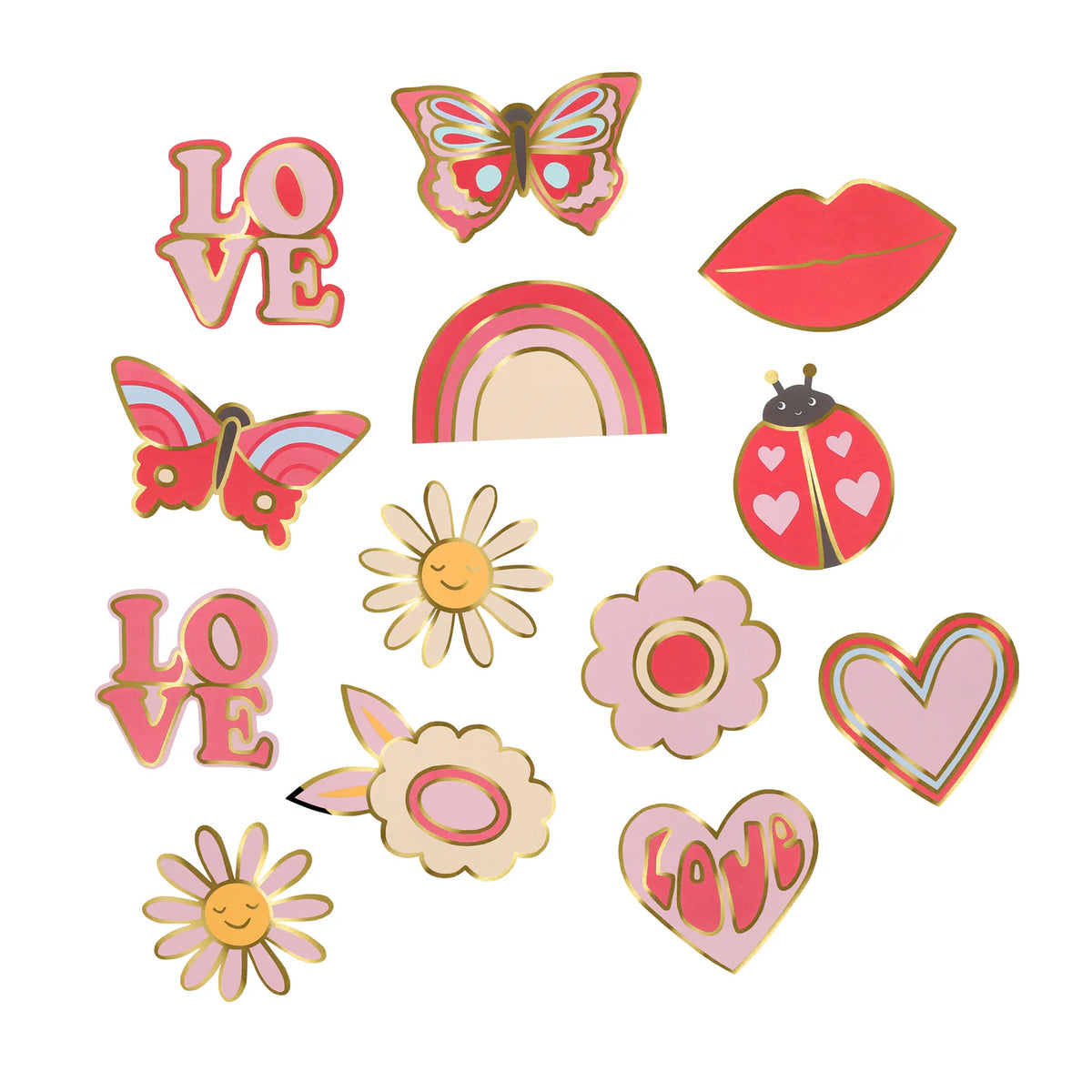 Meri Meri Groovy Love Shaped Stickers | 25 Stickers
