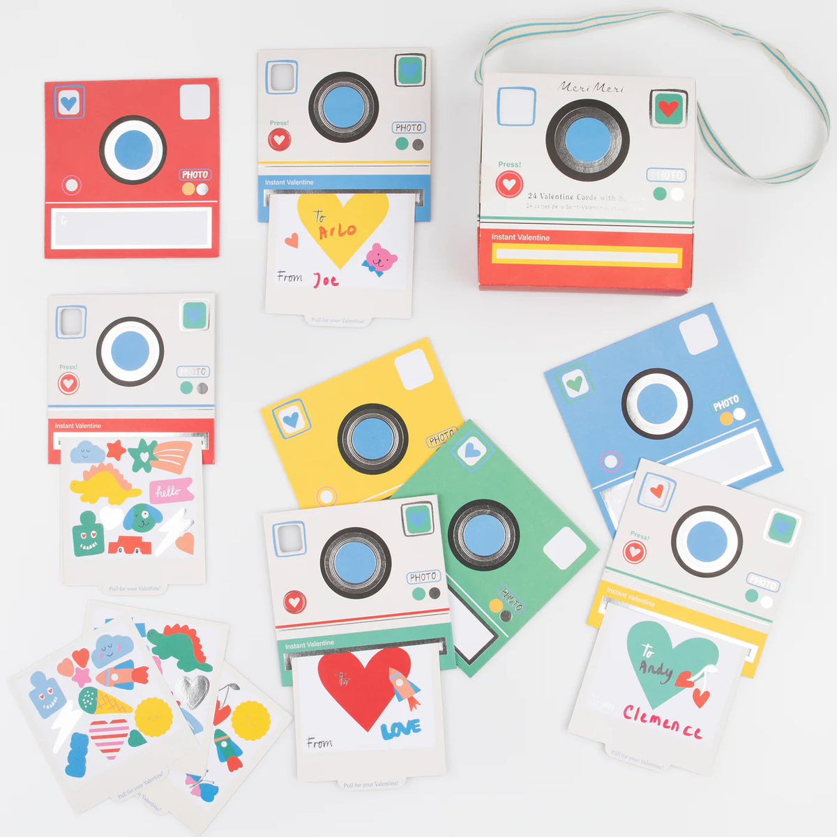 Meri Meri Instant Camera Valentine Cards and Stickers | Set of 24