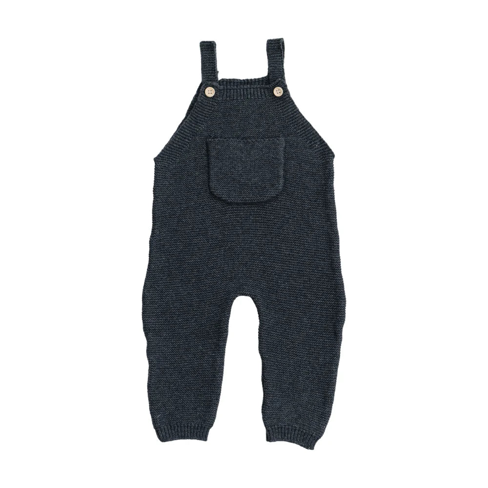 Mebie Baby | Charcoal Knit Pocket Overalls