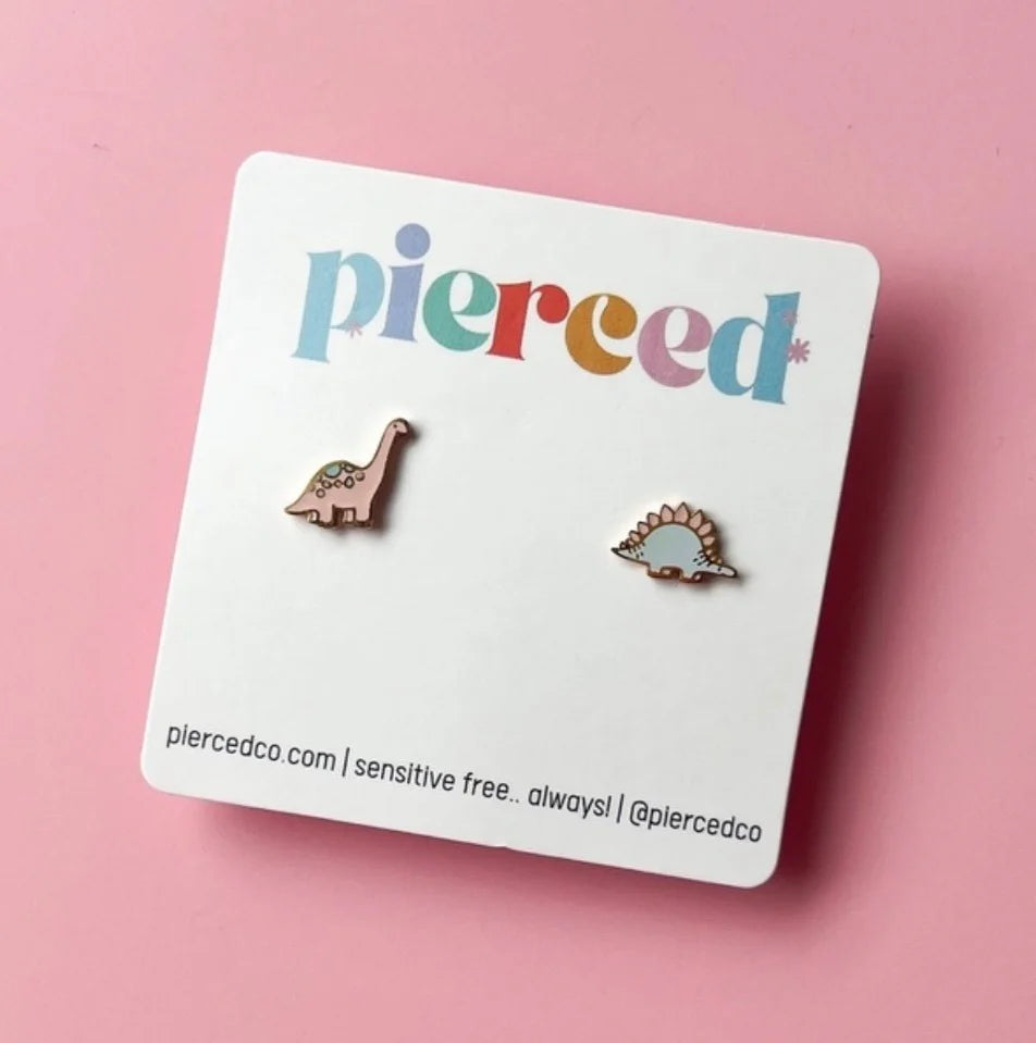 Pierced Co. Pastel Dinos Screw-Back Earrings