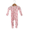 Organic Ruffle Waffle Zip Footie | Pink Candy Cane