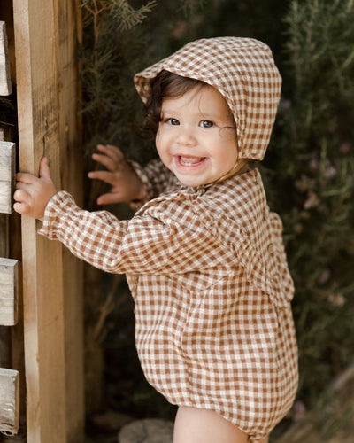 Rylee + Cru Winnie Romper | Brown Gingham