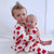 Spearmint Baby Organic Waffle Two Piece Set| Red Hearts