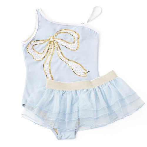 Shade Critters Blue Bow Flip Sequin One Piece + Tutu Swim Set