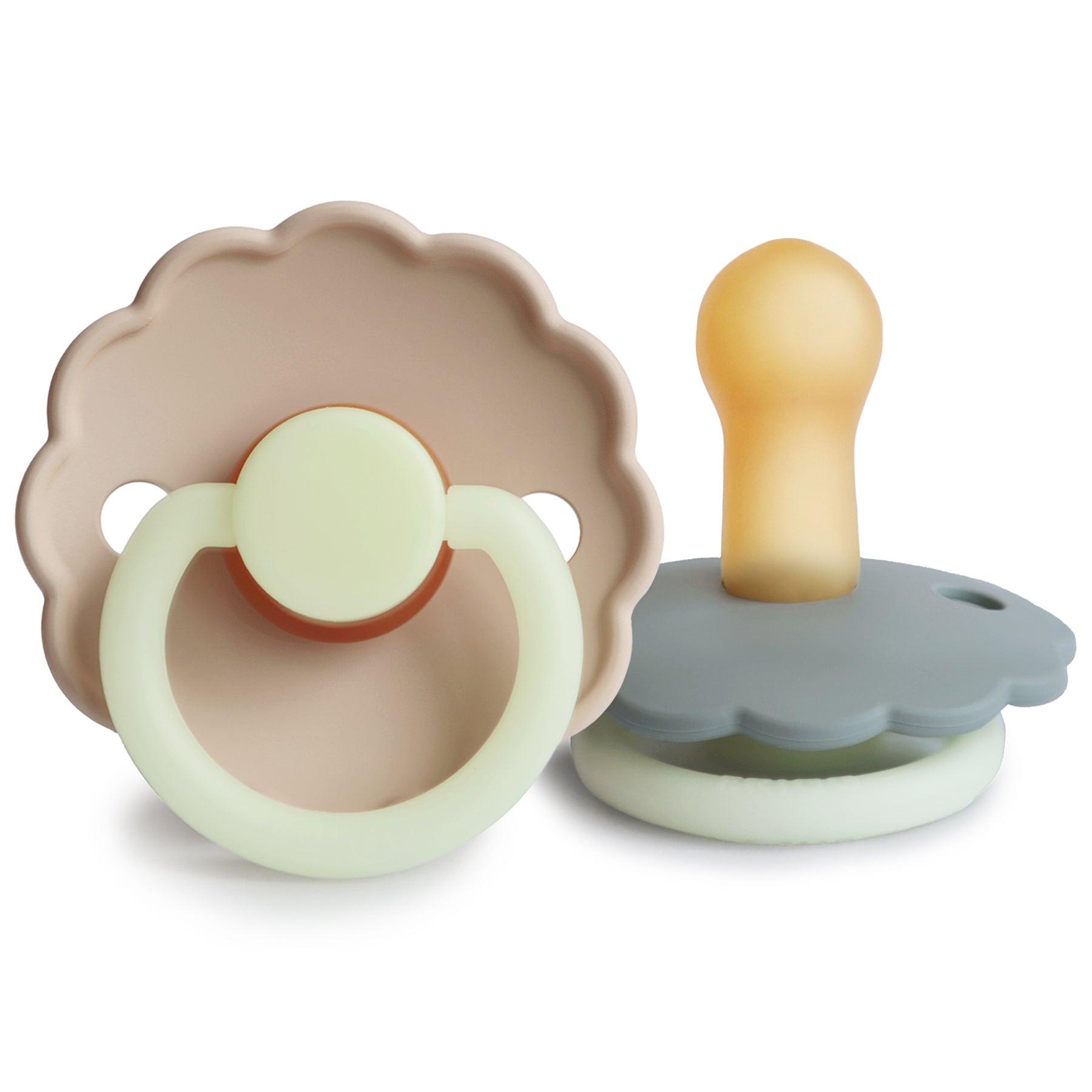 FRIGG Natural Daisy Night Natural Rubber Pacifier | French Gray + Croissant