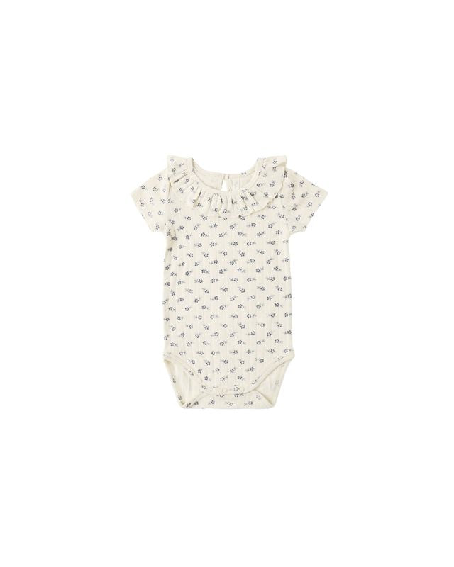 Rylee + Cru Ruffle Collar Bodysuit | Blue Ditsy