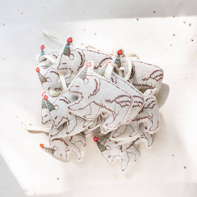 Party Bear Ornament - Cotton & Lavender filled