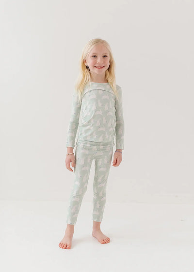 Mint Blue Bunny Easter Pajama Set