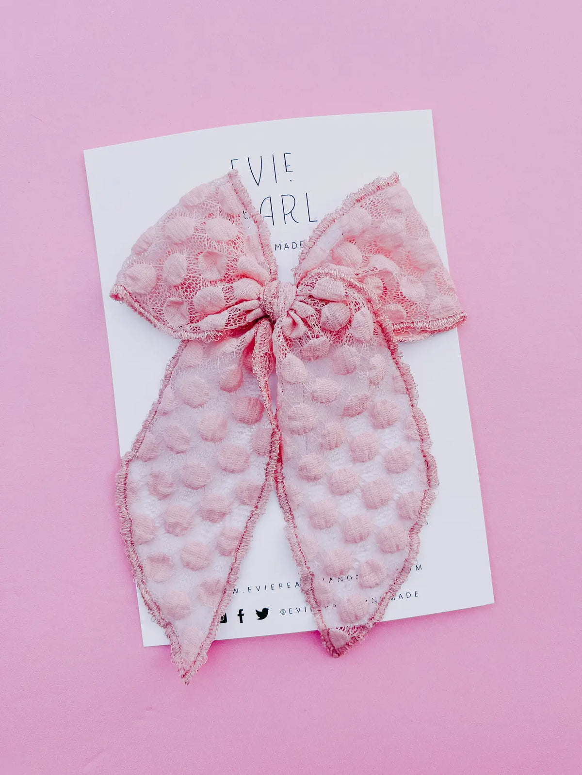 Pink Flocked Dot Oversized Hair Bow