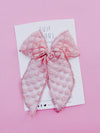 Pink Flocked Dot Oversized Hair Bow