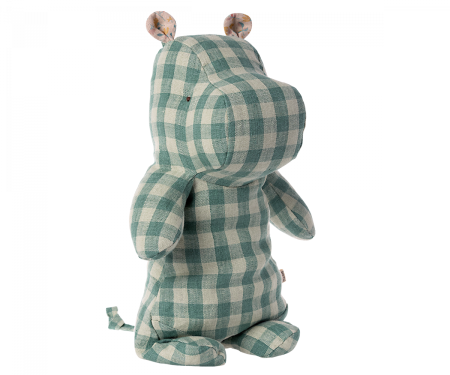 Maileg Medium Hippo in Green Check