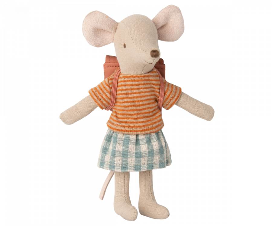Maileg Tricycle Mouse | Big Sister with Bag Old Red