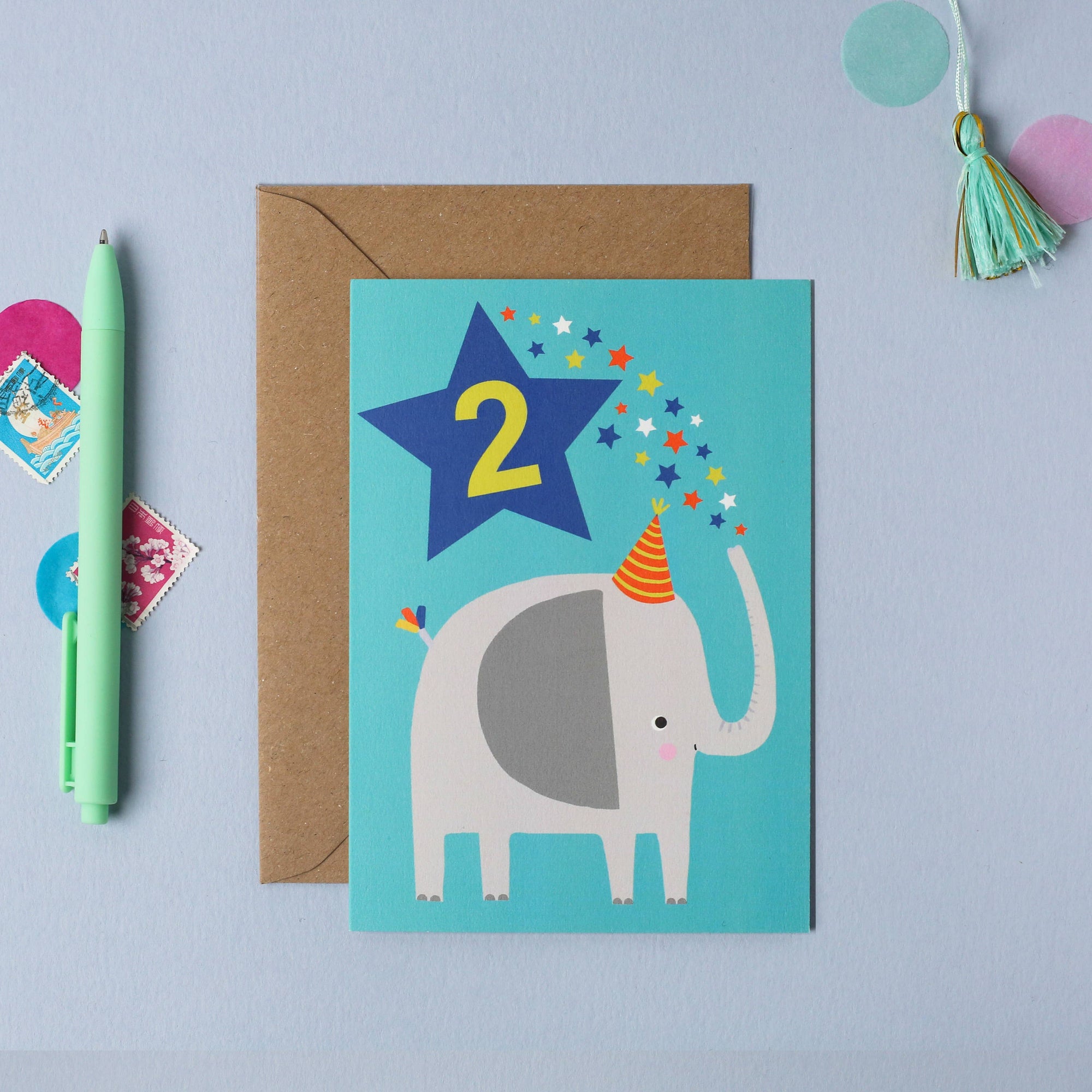 2nd Birthday Birthday Card | Blue Elephant