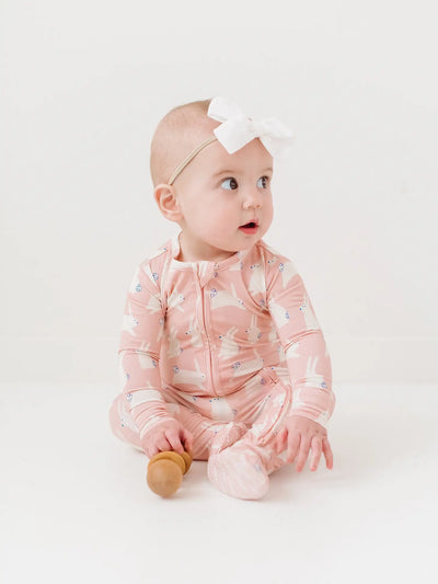 Pink Bunny Zipper Footie
