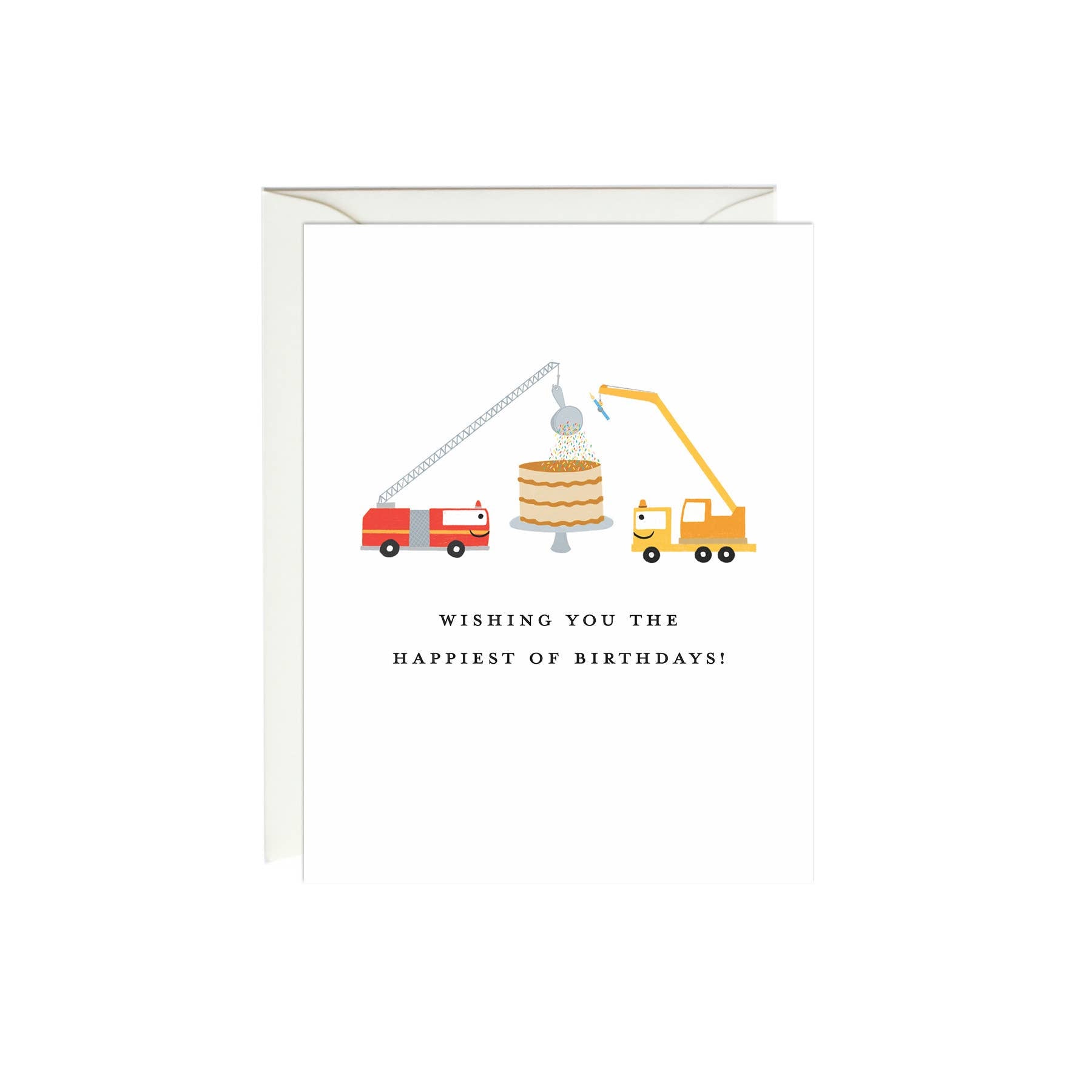 Firetruck and Crane Birthday Card