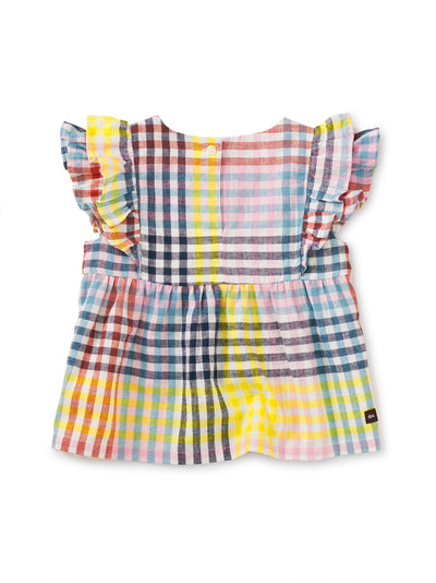 Short Sleeve Woven Ruffle Top | Paloma Plaid